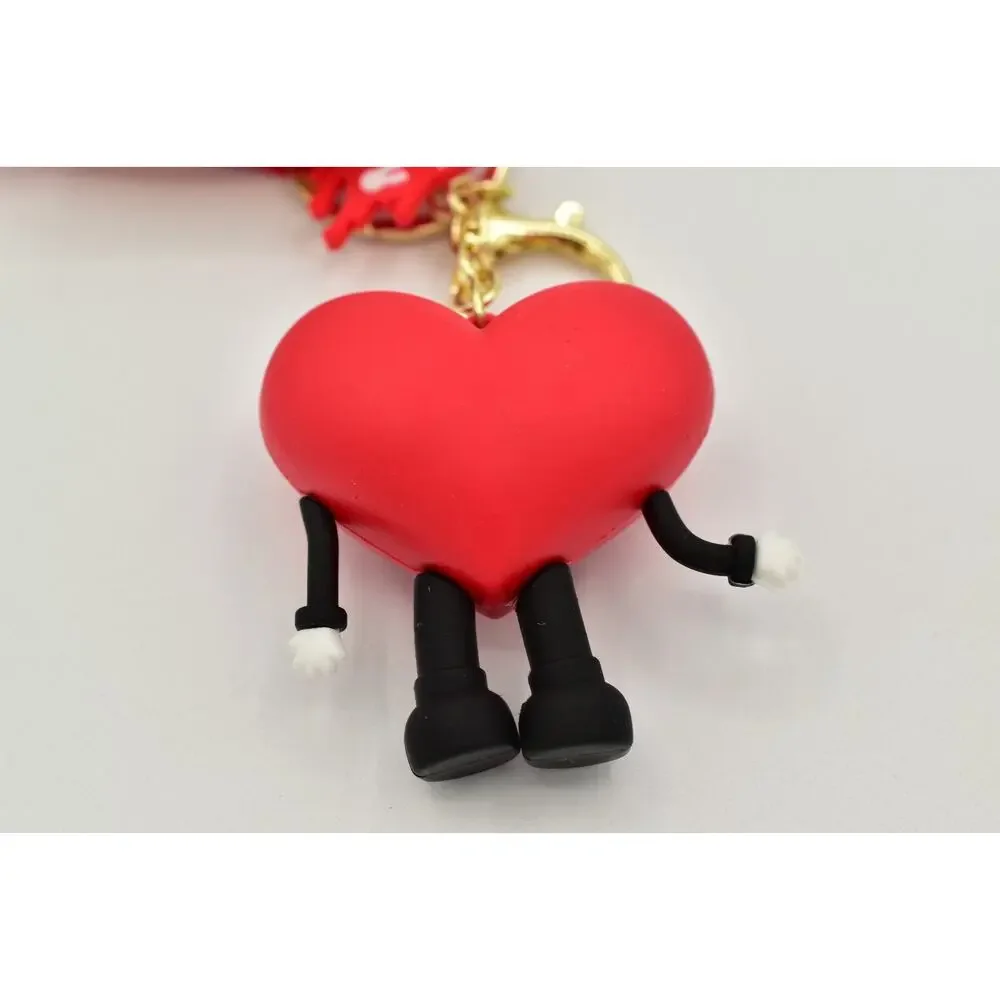 Bad Bunny Red Heart Silicone Metal Keychain Bundle Key Ring Purse Charm NEW NWT